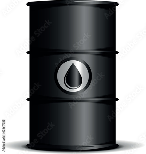 illustration of a black barrel with an oil label