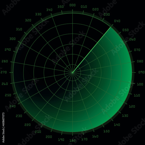 detailed illustration of a blank radar screen