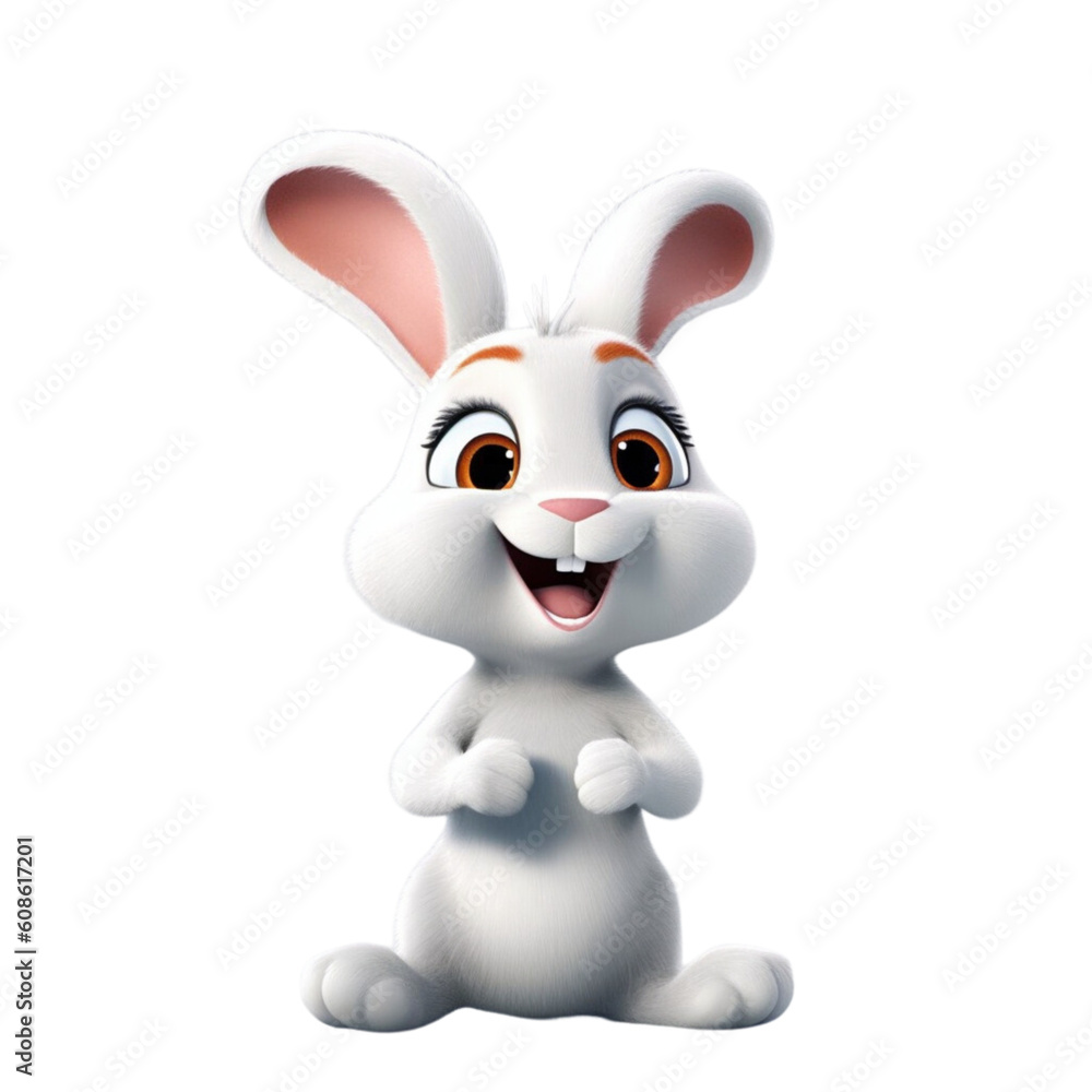 ai generated rabbit holding carrot 3d cartoon character with white background