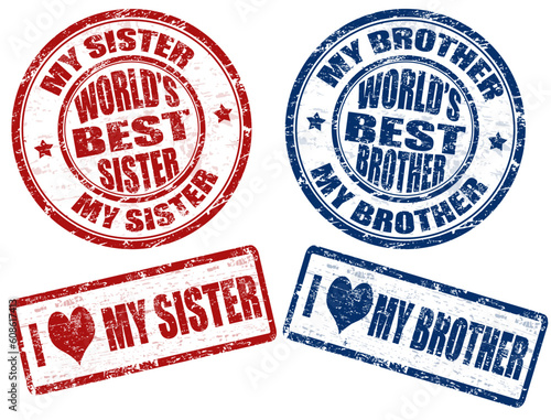 Set of grunge rubber stamps with text world's best sister and brother inside,vector illustration