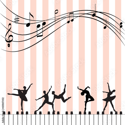Abstract music festival wallpaper ballet dancer and piano