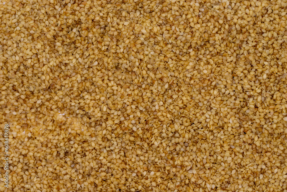 Pile of sesame seeds as background, spice or seasoning as background. Close-up Sesame seeds Pile of sesame seeds as background, spice or seasoning as background. Close-up Sesame seeds