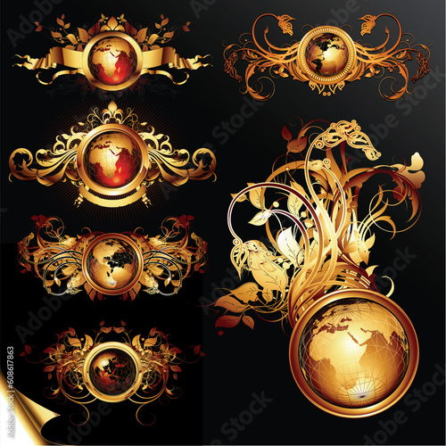 world frames set, this illustration may be useful as designer work