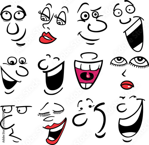 Fotografija Cartoon faces and emotions for humor or comics design