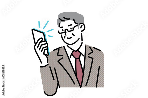 Middle-aged man checking his smartphone