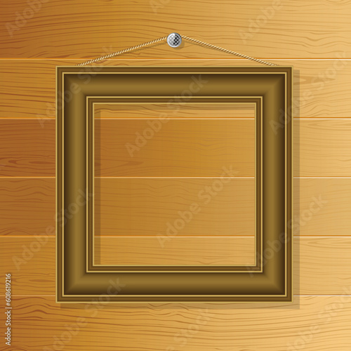 Brown frame on the wall of the boards
