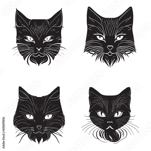 Fototapeta Naklejka Na Ścianę i Meble -  Cat face logo, Cat face vector, Cat Face Sketch isolated on white background