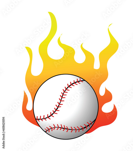 Baseball with flames vector