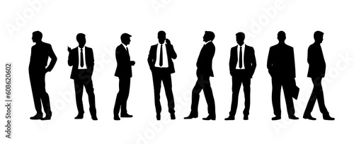 Businessman silhouette collection. Vector of gentleman shadow isolated on white background. Office male with suit illustration