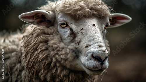A high-definition photograph of an adorable sheep. Generative AI © We3 Animal