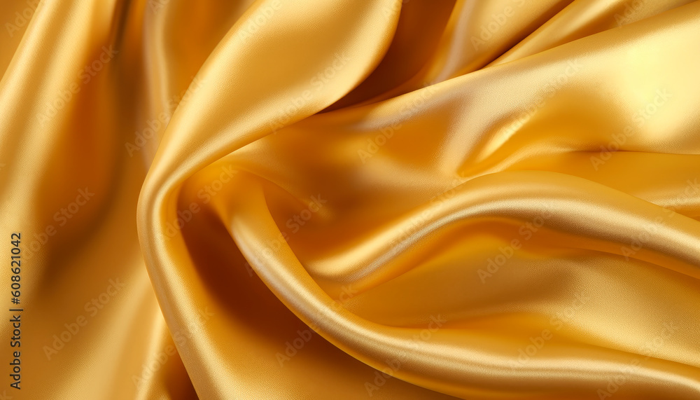 Abstract golden smooth waving satin background.AI generated. Abstract golden smooth waving satin background.AI generated.