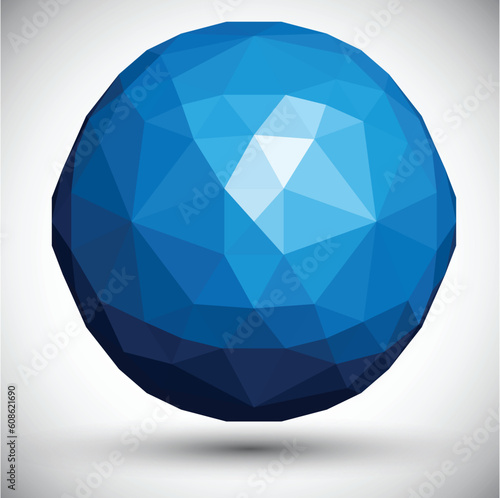 Abstract faceted sphere, 3d vector design.