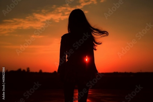 Beautiful Silhouette Standing in the Sunset, Generative Ai
