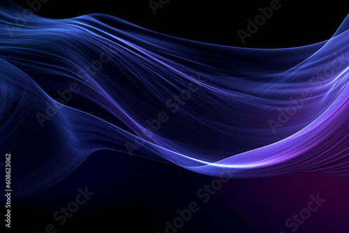Abstract black and dark purple background and blue aura. AI generative