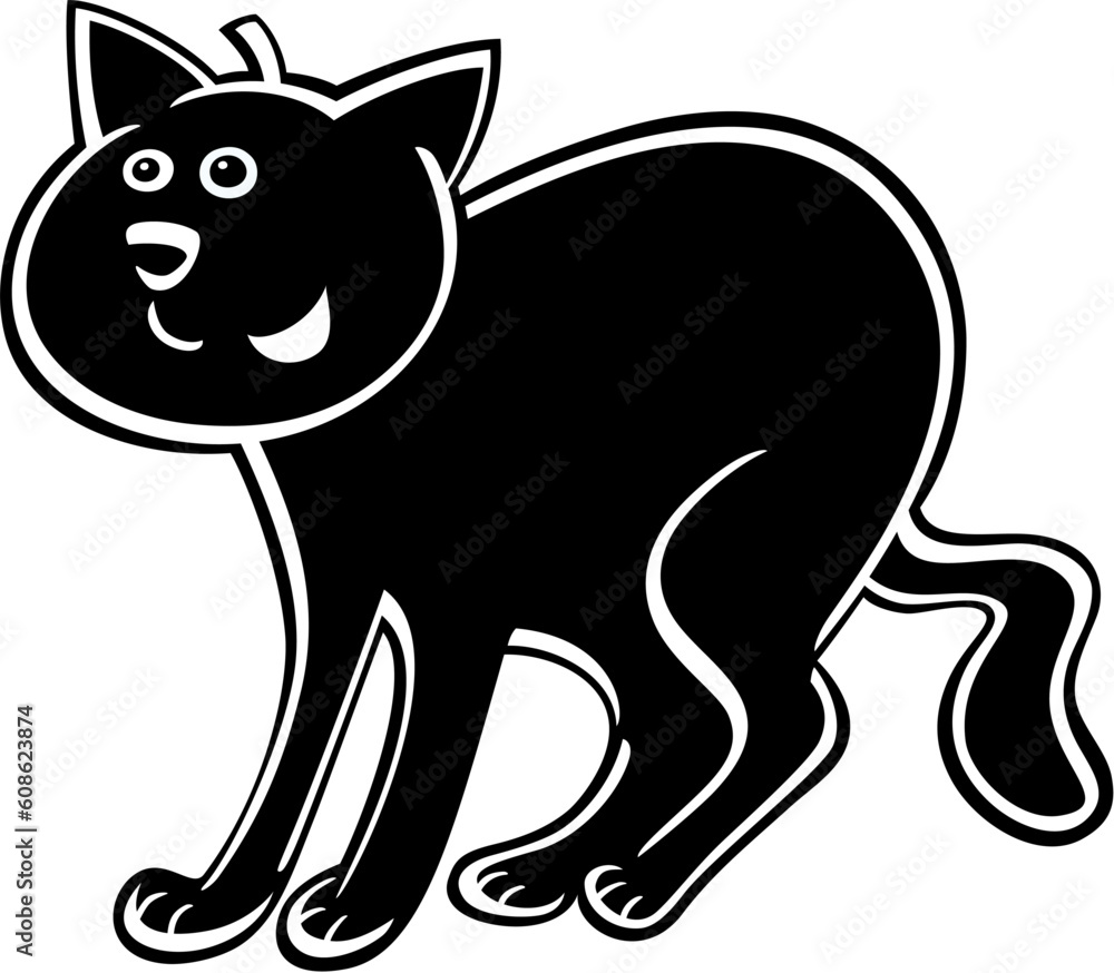 cartoon illustration of funny black cat or kitten cartoon illustration of funny black cat or kitten
