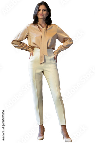 Full-length in a formal suit, a modern business woman is an employee in the office, a stylish man in formal clothes. Transparent background, png.p