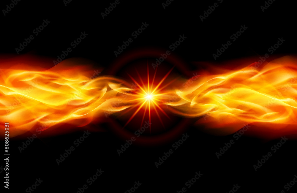 Star with Flame tail in Space for you design on black Star with Flame tail in Space for you design on black