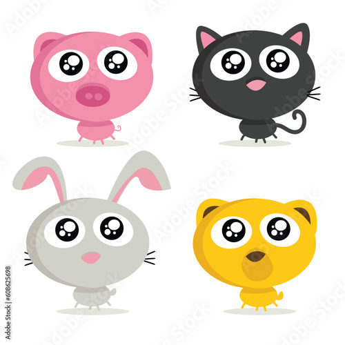 Cute animals, vector illustration