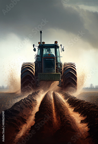 Tractor rides on the floor. AI Generated