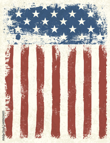 Grunge American flag background. Vector illustration, EPS 10.