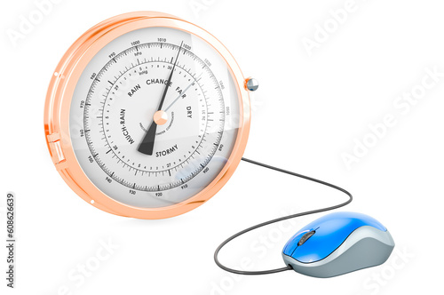 Barometer with computer mouse, 3D rendering