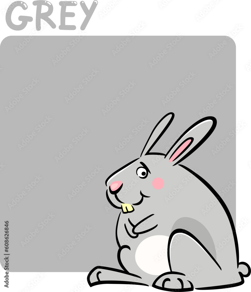 Obraz premium Cartoon Illustration of Color Grey and Rabbit