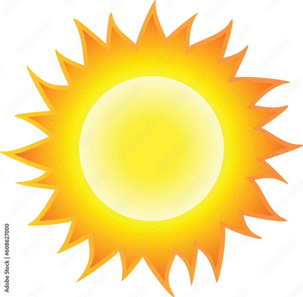 The sun burning like flame. Isolated on white background. Vector illustration The sun burning like flame. Isolated on white background. Vector illustration