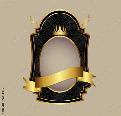 Dark colored luxurious label vector for multipurpose use