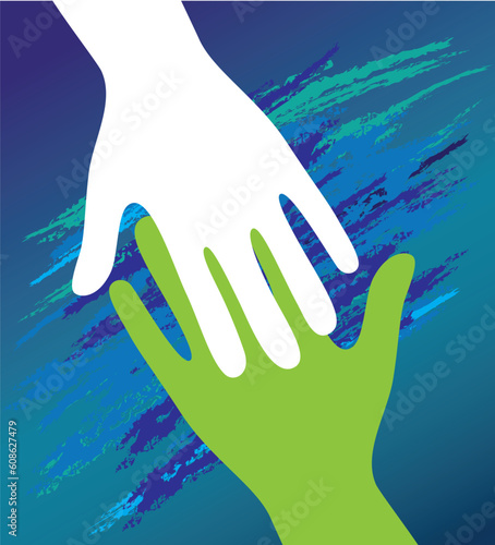 Hand of the child in father encouragement help. Support moral.