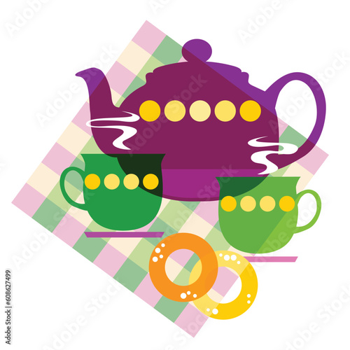 Vector illustration of a set of tea things