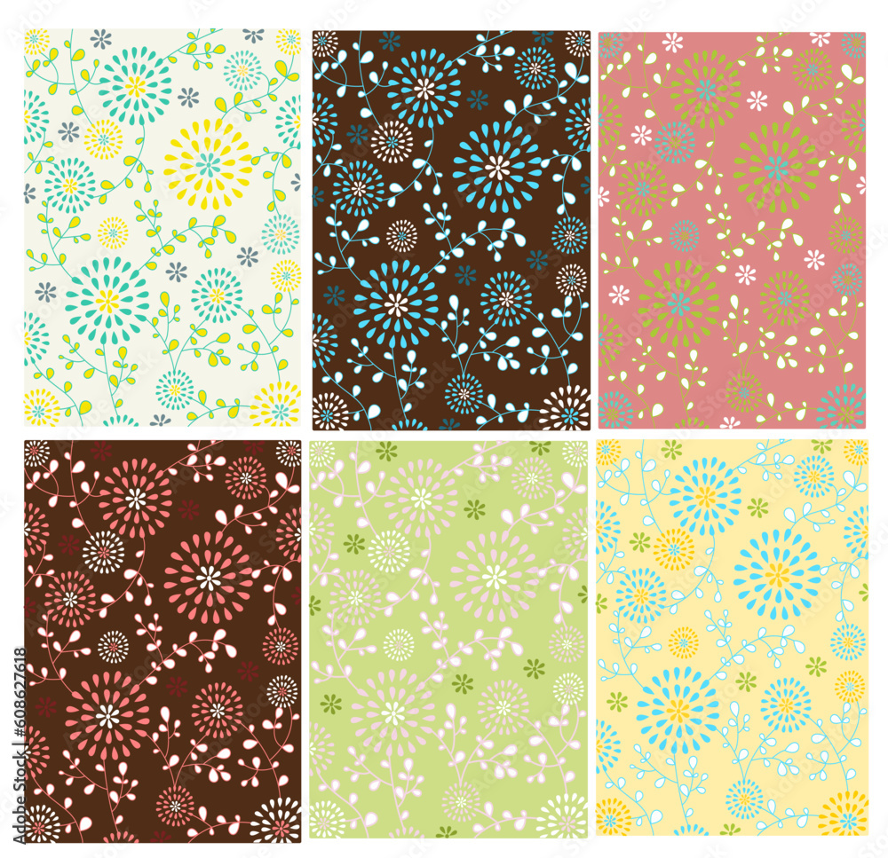Illustration of different kind of floral patterns