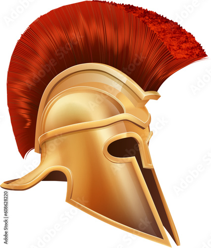 Photography Illustration of an ancient Greek Warrior helmet, Spartan helmet, Roman helmet or Trojan helmet