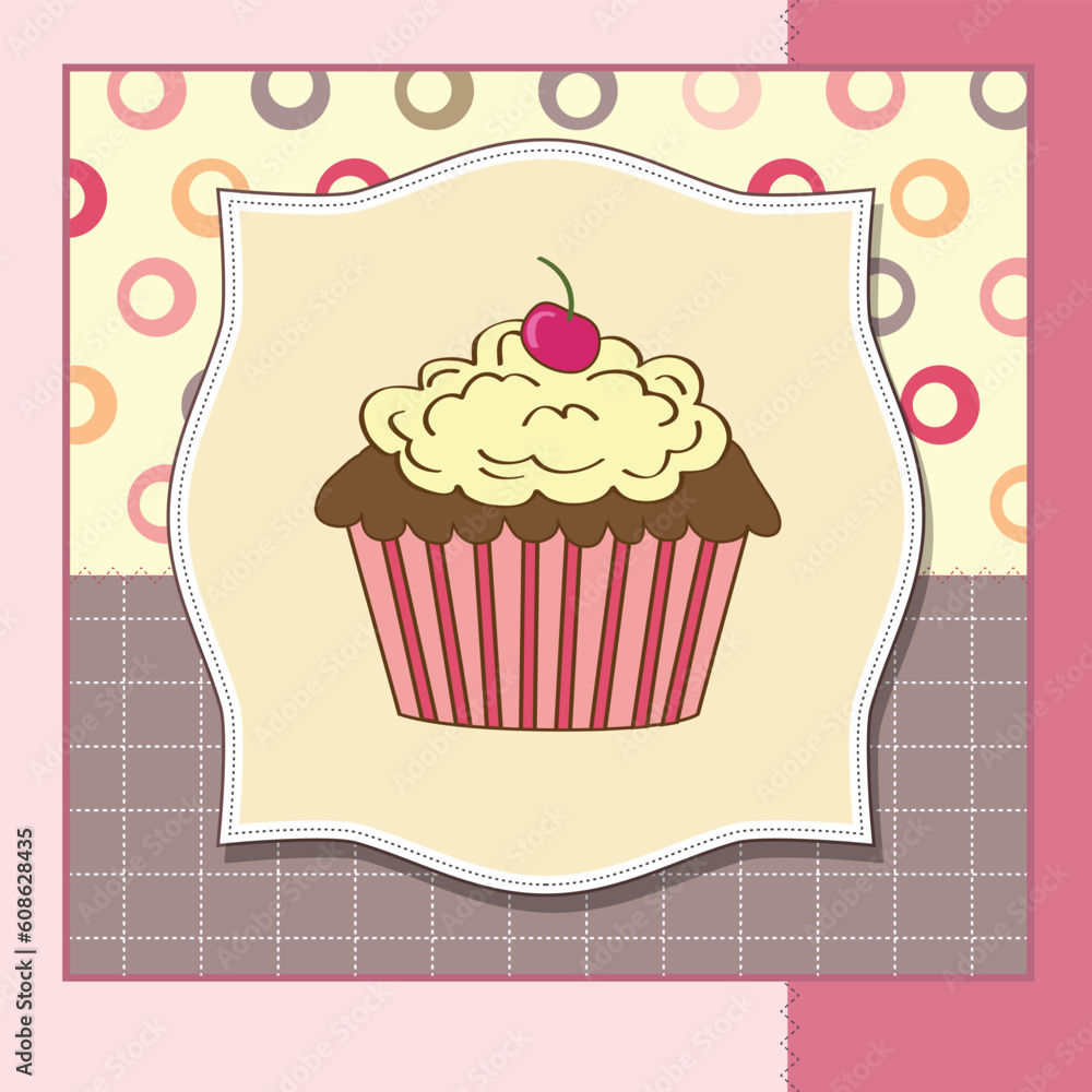 birthday card with cupcake