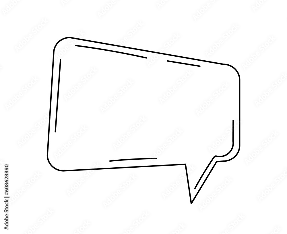 Fototapeta premium Minimalistic bubble speech concept. Place for text, inscriptions. Layout and template. Announcement and advertising, marketing. Linear flat vector illustration isolated on white background