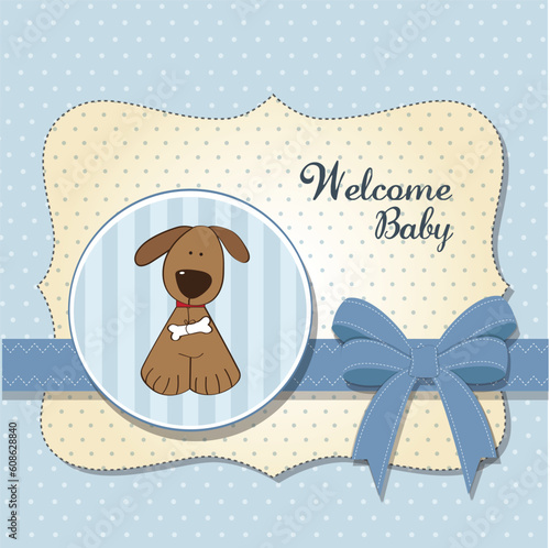 new baby announcement card with dog