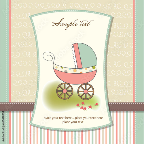baby card with pram