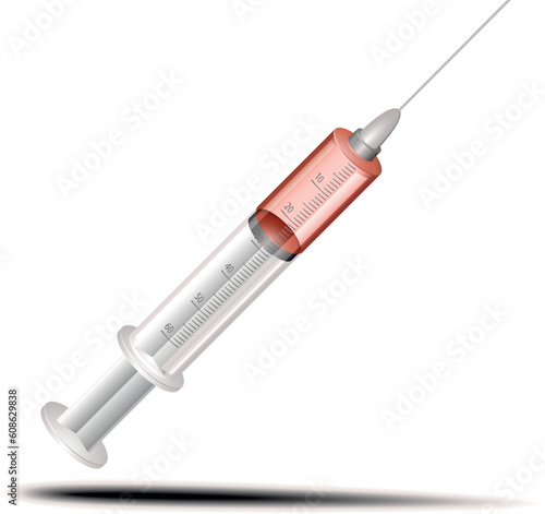 illustration of a syringe with red vaccine
