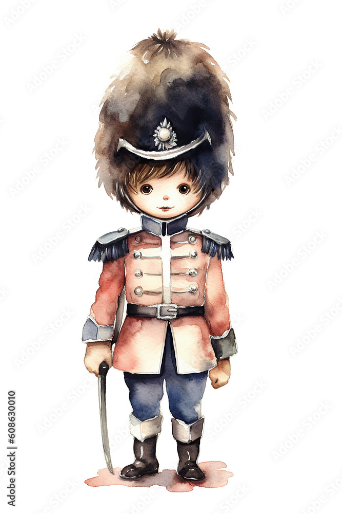 guard army watercolor clipart cute isolate white background