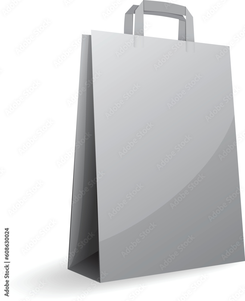 Vector illustration of gray paper bag Isolated on white background