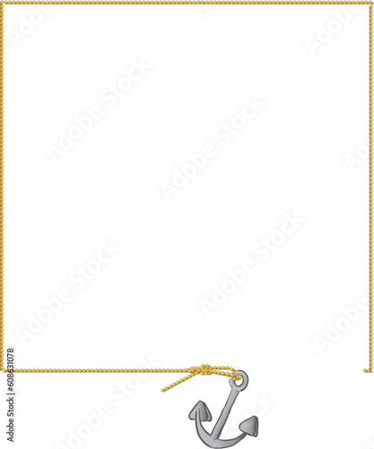 The rope with an anchor as a framework. Vector illustration.