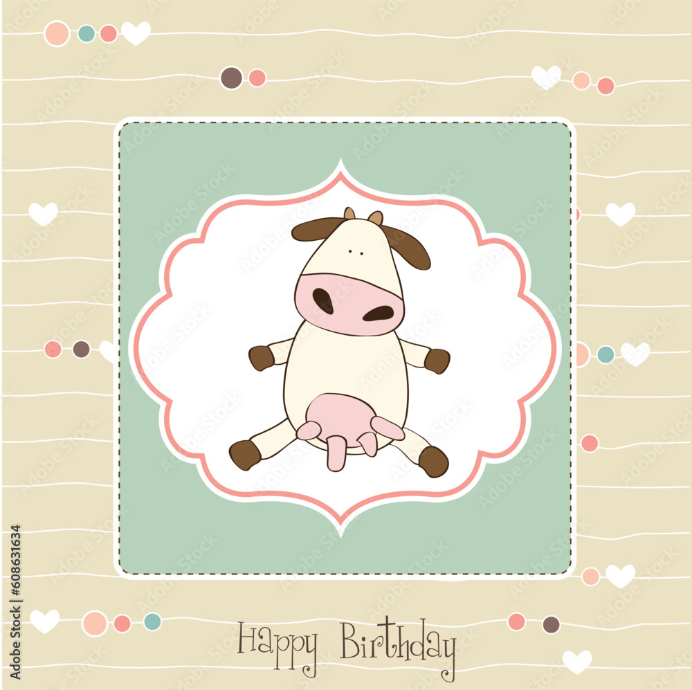 fun greeting card with cow fun greeting card with cow