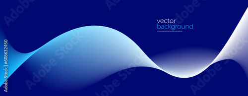 Smooth flow of wavy shape with gradient vector abstract background, dark blue design curve line energy motion, relaxing music sound or technology.