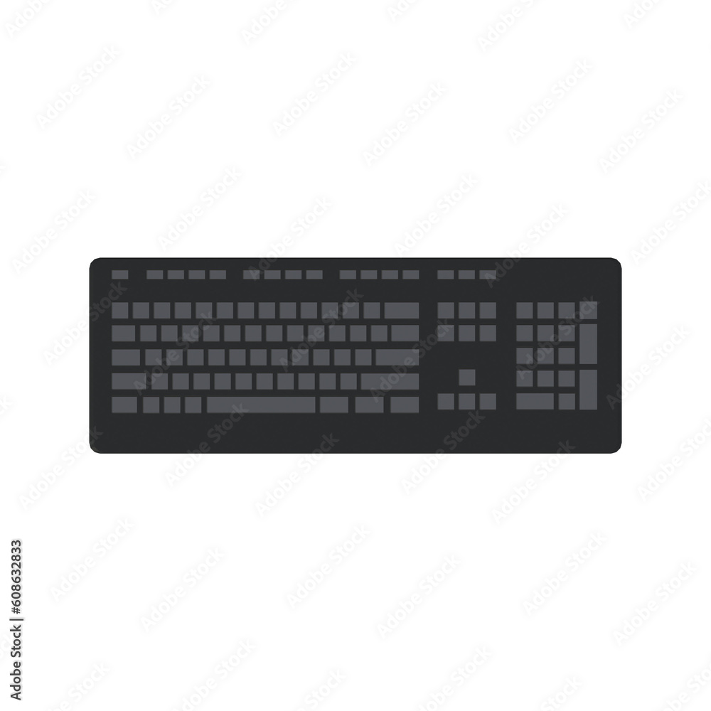 Isolated 3D Illustration of Dark Gray and Black Computer Keyboard Isolated 3D Illustration of Dark Gray and Black Computer Keyboard