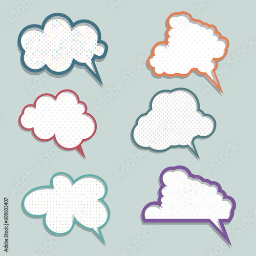 Collection of speech bubbles with polka dot designs