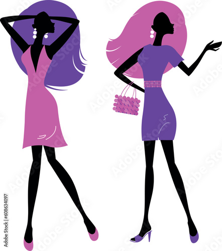 Modern shopping stylized women. Vector