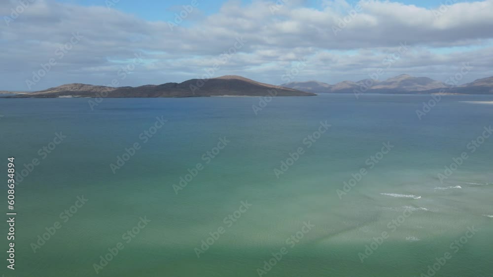 Panorama From Taransay Island and Luskentyre Beach, Scotland, Aerial View Panorama From Taransay Island and Luskentyre Beach, Scotland, Aerial View