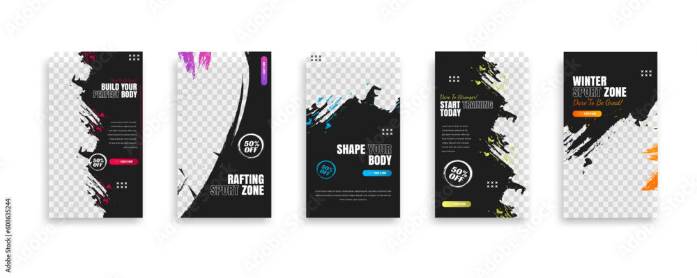 © Project_ID - gym training social media post story template design, banner for your promotion.