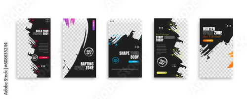 gym training social media post story template design, banner for your promotion.