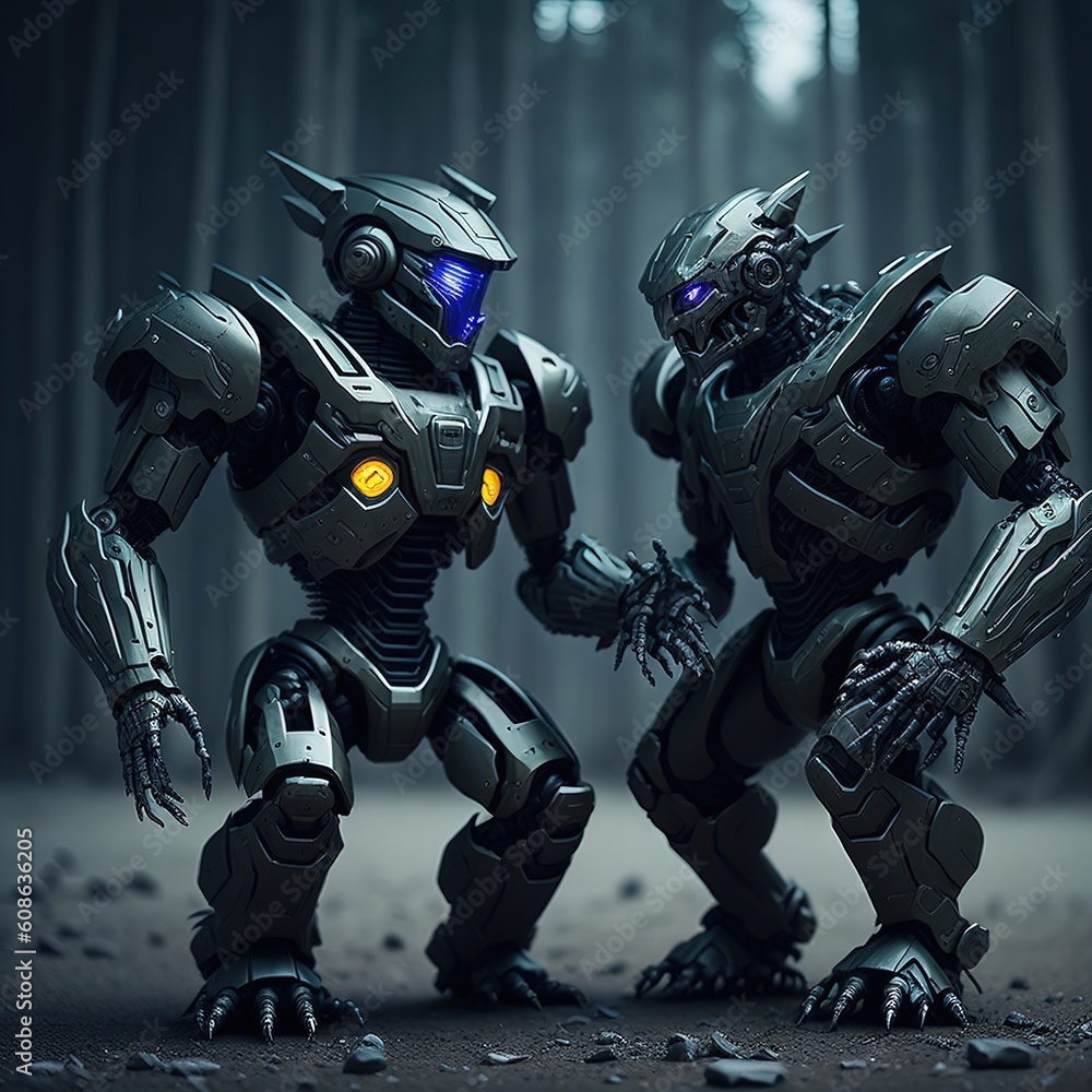 Robot cyborg warrior Generated AI Image Robot cyborg warrior Generated AI Image