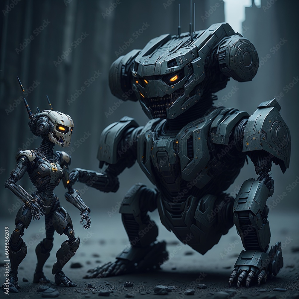 Fototapeta premium Cyborg robot warrior Generated AI Image